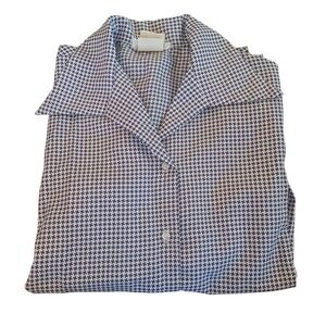 Lane Bryant Vintage Houndstooth Polyester Dress Shirt Button Up Blouse Top
